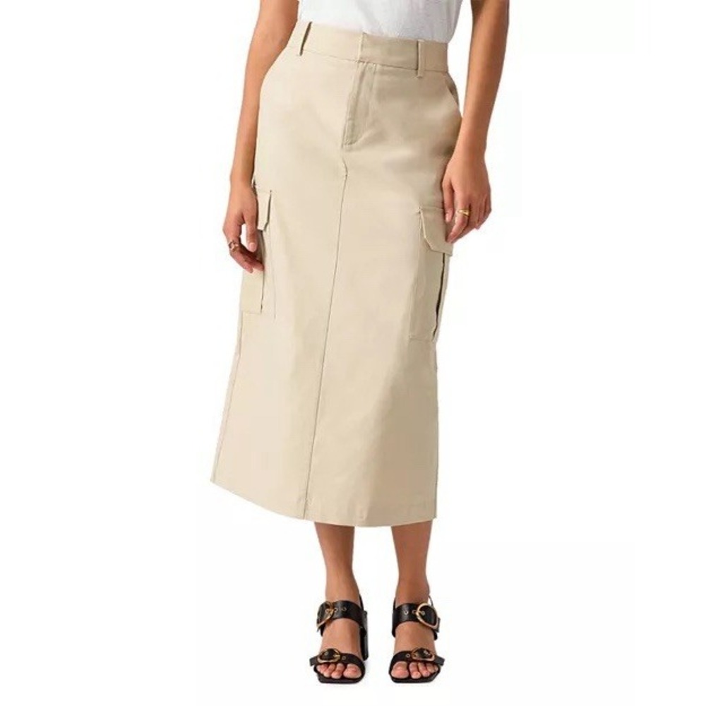 ANTHROPOLOGIE sanctuary Size 31 Essential Cargo Skirt‎ Midi Beige Back Slit